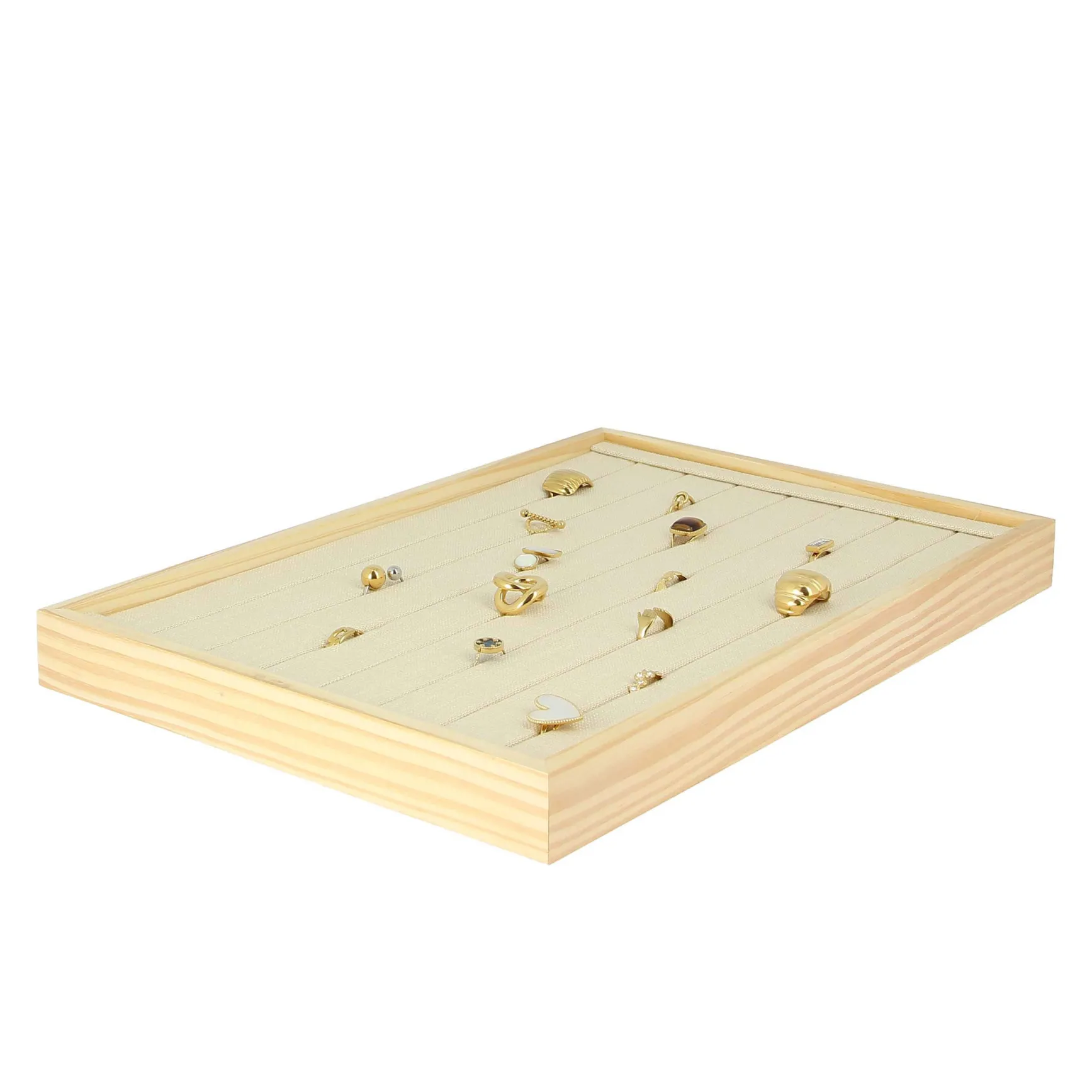 Plateau bois et lin pour bagues