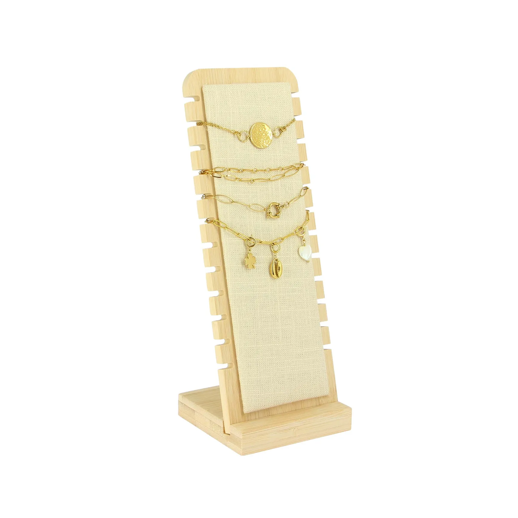 Présentoir bois et lin BRACELETS OU COLLIERS