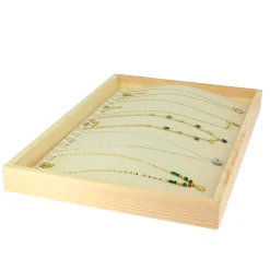 Présentoir lin et bois  pour colliers ou bracelets