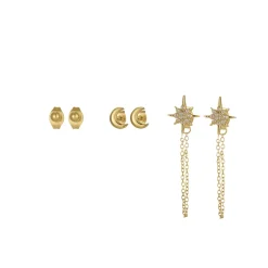 Set 3 boucles Jane acier doré or